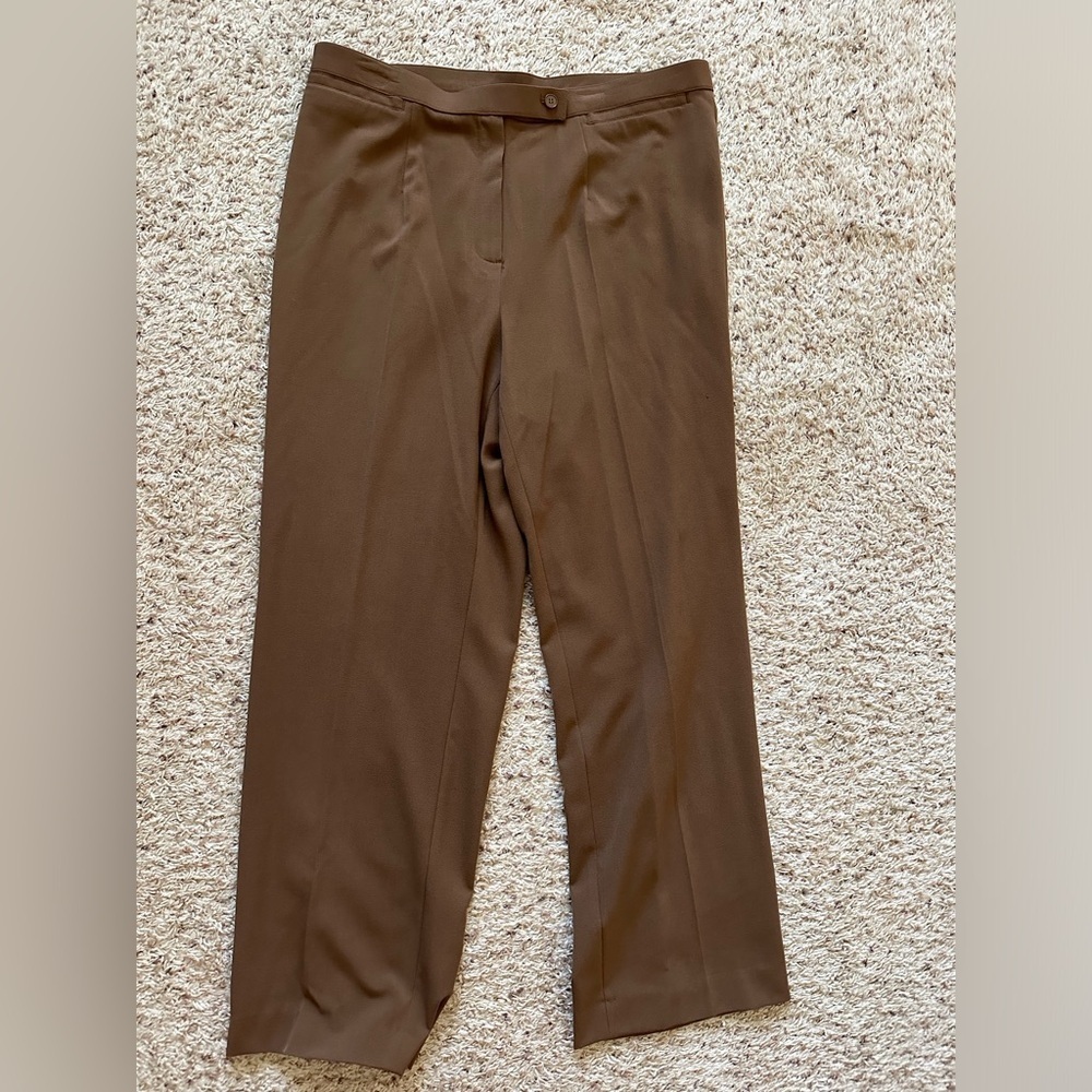 Focus 2000 Women’s Dress Pants Size 16W Brown Flat Front Stretch Slacks